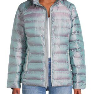 Time and Tru Women's and Plus Packable Stretch Zip Up Puffer Jacket